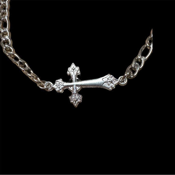 Cross Ankle Bracelet-Silvertone - Picture 3 of 3